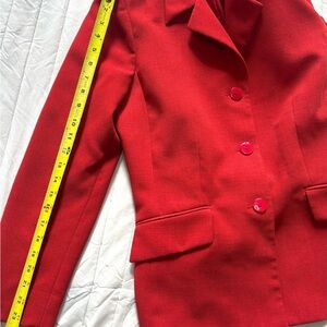 Kasper Jacket Blazer Women’s Size 12 Red Lined Polyester Career Shoulder Pads